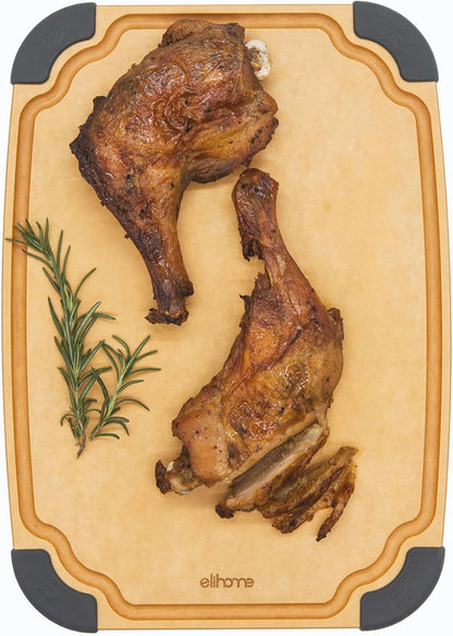 Essential Series Cutting Board for Kitchen- Natural Wood Fiber Composite, Dishwasher Safe, Eco-Friendly, Juice Grooves, Non-Slip Feet, Non-Porous, Reversible, BPA Free, X-Large -17" x 13"