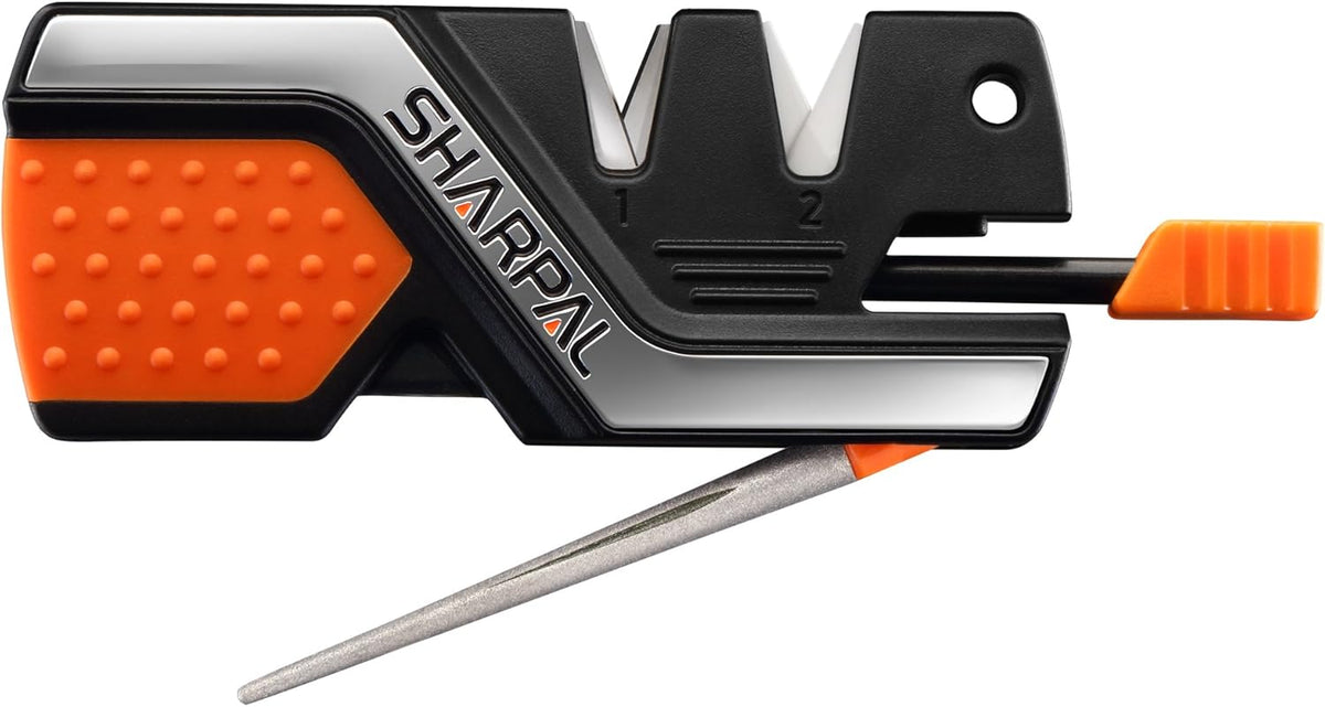 101N 6-in-1 Pocket Knife Sharpener & Survival Tool | Diamond Sharpening Rod, Fire Starter Ferro Rod, Whistle, Sharpens Straight & Serrated Blades, Repairs & Hones Knives
