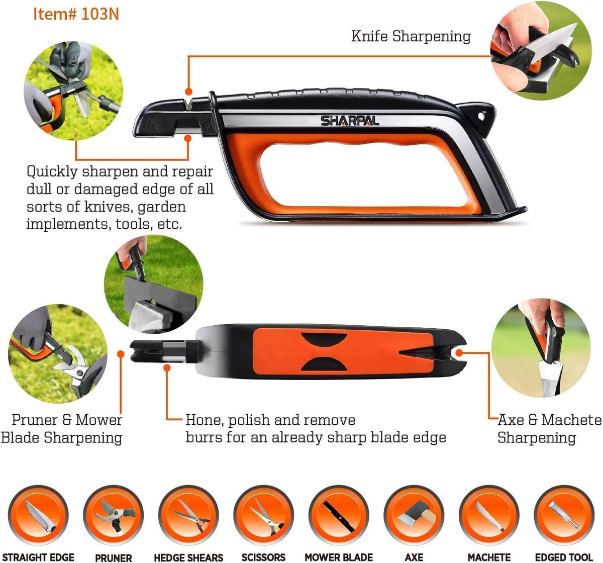 101N 6-in-1 Pocket Knife Sharpener & Survival Tool | Diamond Sharpening Rod, Fire Starter Ferro Rod, Whistle, Sharpens Straight & Serrated Blades, Repairs & Hones Knives