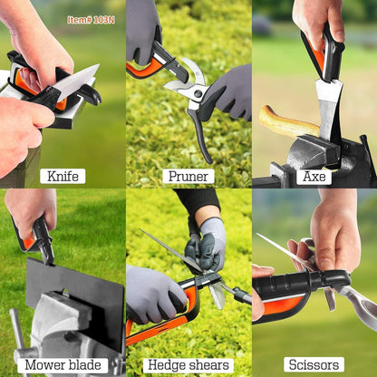 101N 6-in-1 Pocket Knife Sharpener & Survival Tool | Diamond Sharpening Rod, Fire Starter Ferro Rod, Whistle, Sharpens Straight & Serrated Blades, Repairs & Hones Knives