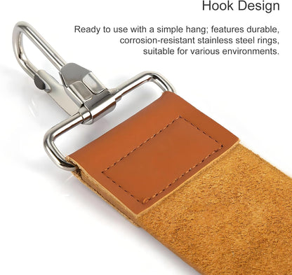 Straight Razor Strop, Leather Sharpening Strap for Barber Use, Brown, J5036