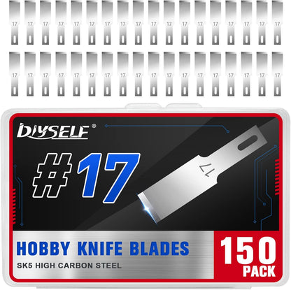 150 PCS Exacto Knife Blades #17, SK5 Hobby Knife Replacement Blades | Flat-Edge Art Knife Blades for Chiseling and Trimming, Controlled-Cutting Craft Knife Blades for Paper, Wood and Leather