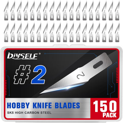 150 PCS Exacto Knife Blades #17, SK5 Hobby Knife Replacement Blades | Flat-Edge Art Knife Blades for Chiseling and Trimming, Controlled-Cutting Craft Knife Blades for Paper, Wood and Leather
