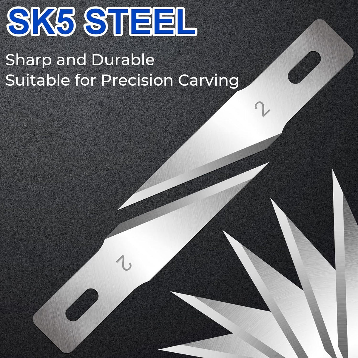 150 PCS Exacto Knife Blades #17, SK5 Hobby Knife Replacement Blades | Flat-Edge Art Knife Blades for Chiseling and Trimming, Controlled-Cutting Craft Knife Blades for Paper, Wood and Leather