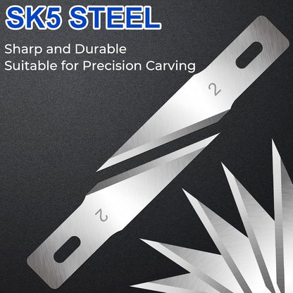 150 PCS Exacto Knife Blades #17, SK5 Hobby Knife Replacement Blades | Flat-Edge Art Knife Blades for Chiseling and Trimming, Controlled-Cutting Craft Knife Blades for Paper, Wood and Leather