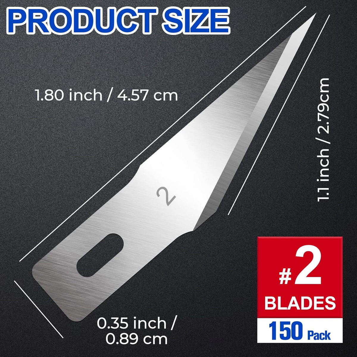 150 PCS Exacto Knife Blades #17, SK5 Hobby Knife Replacement Blades | Flat-Edge Art Knife Blades for Chiseling and Trimming, Controlled-Cutting Craft Knife Blades for Paper, Wood and Leather