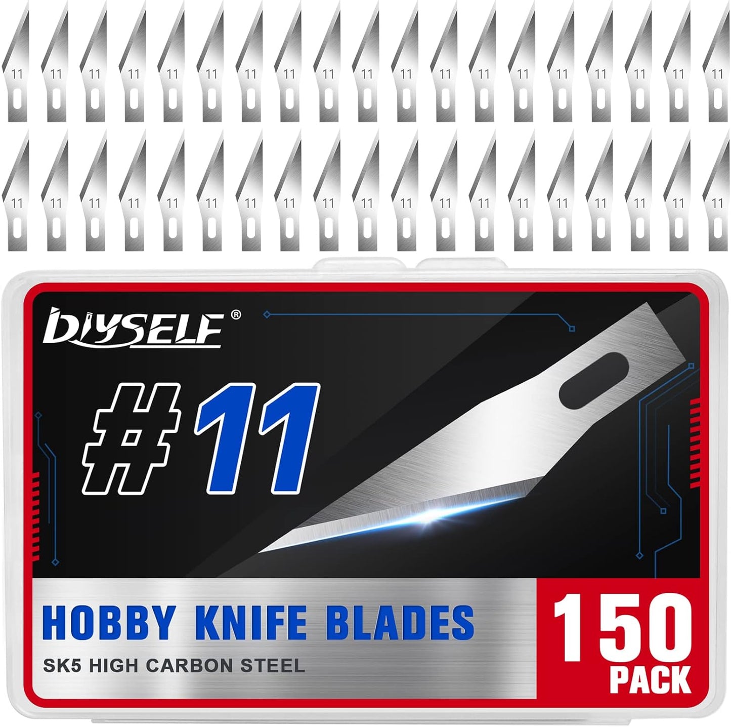 150 PCS Exacto Knife Blades #17, SK5 Hobby Knife Replacement Blades | Flat-Edge Art Knife Blades for Chiseling and Trimming, Controlled-Cutting Craft Knife Blades for Paper, Wood and Leather