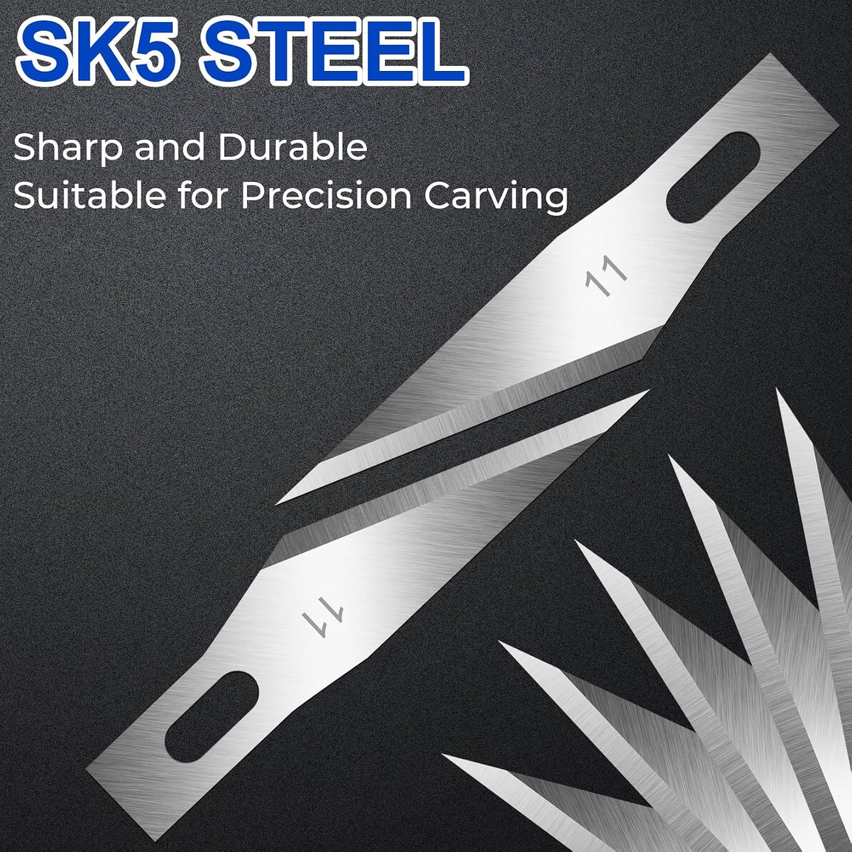 150 PCS Exacto Knife Blades #17, SK5 Hobby Knife Replacement Blades | Flat-Edge Art Knife Blades for Chiseling and Trimming, Controlled-Cutting Craft Knife Blades for Paper, Wood and Leather
