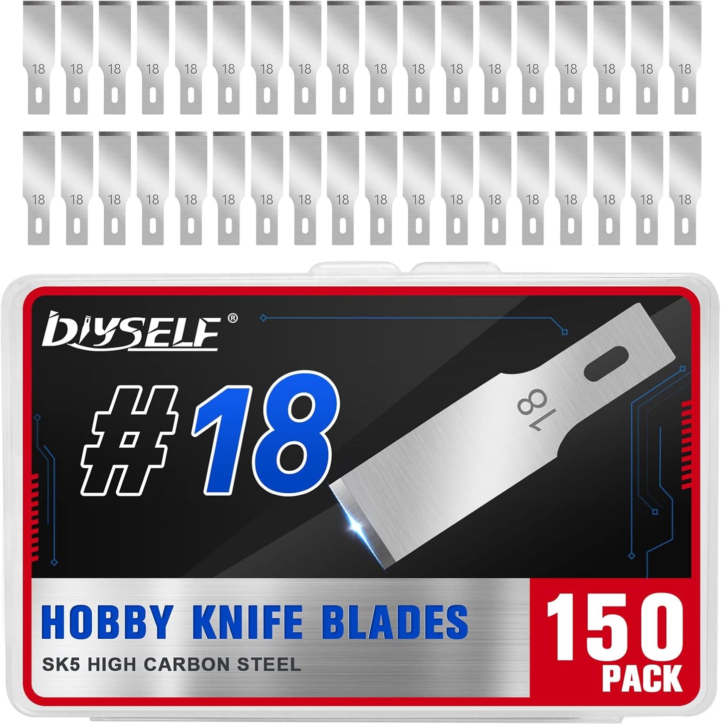 150 PCS Exacto Knife Blades #17, SK5 Hobby Knife Replacement Blades | Flat-Edge Art Knife Blades for Chiseling and Trimming, Controlled-Cutting Craft Knife Blades for Paper, Wood and Leather