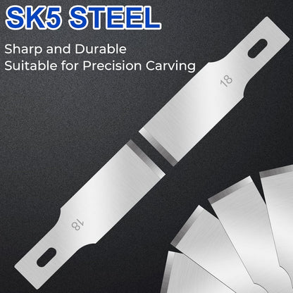 150 PCS Exacto Knife Blades #17, SK5 Hobby Knife Replacement Blades | Flat-Edge Art Knife Blades for Chiseling and Trimming, Controlled-Cutting Craft Knife Blades for Paper, Wood and Leather