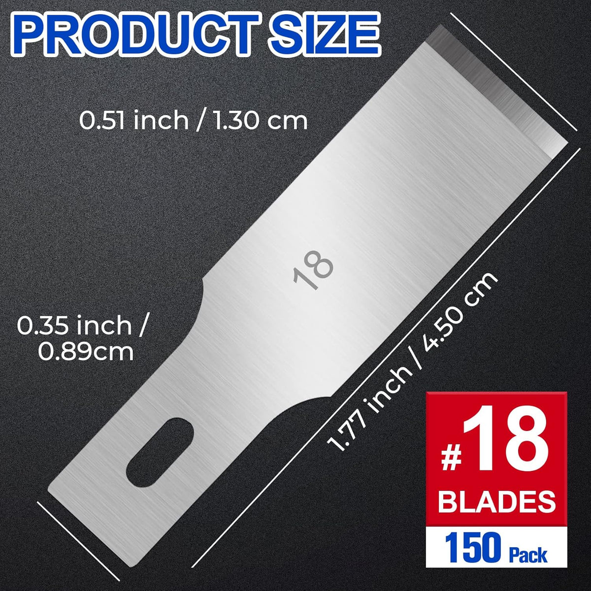 150 PCS Exacto Knife Blades #17, SK5 Hobby Knife Replacement Blades | Flat-Edge Art Knife Blades for Chiseling and Trimming, Controlled-Cutting Craft Knife Blades for Paper, Wood and Leather
