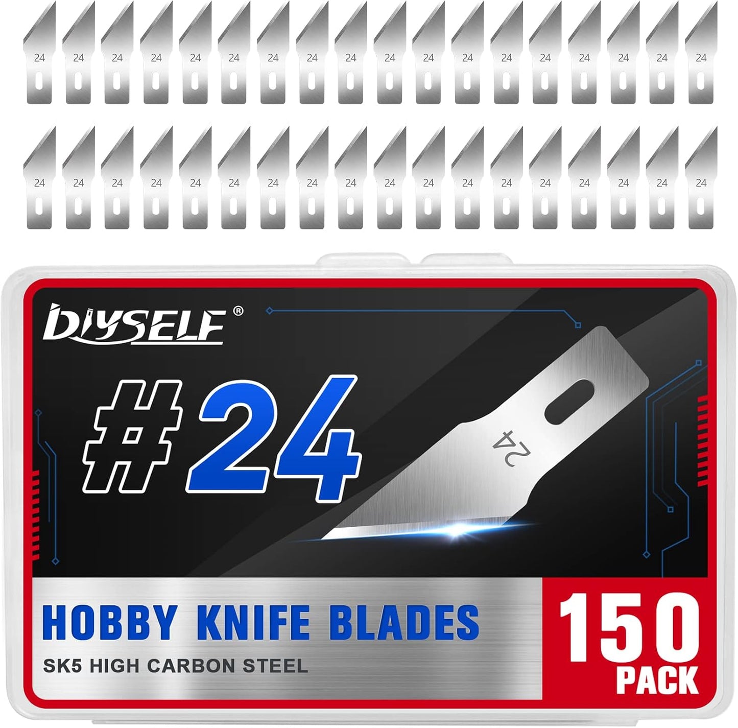 150 PCS Exacto Knife Blades #17, SK5 Hobby Knife Replacement Blades | Flat-Edge Art Knife Blades for Chiseling and Trimming, Controlled-Cutting Craft Knife Blades for Paper, Wood and Leather