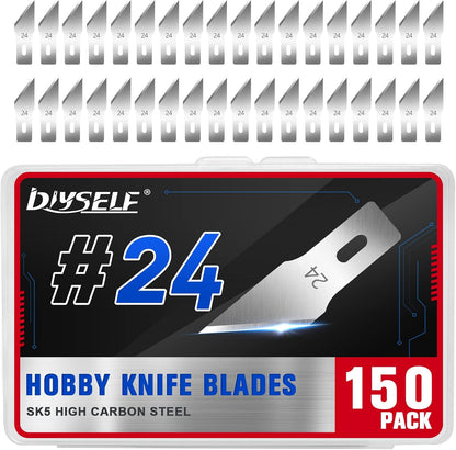 150 PCS Exacto Knife Blades #17, SK5 Hobby Knife Replacement Blades | Flat-Edge Art Knife Blades for Chiseling and Trimming, Controlled-Cutting Craft Knife Blades for Paper, Wood and Leather