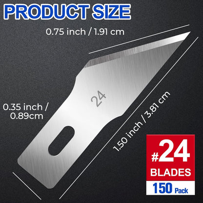 150 PCS Exacto Knife Blades #17, SK5 Hobby Knife Replacement Blades | Flat-Edge Art Knife Blades for Chiseling and Trimming, Controlled-Cutting Craft Knife Blades for Paper, Wood and Leather