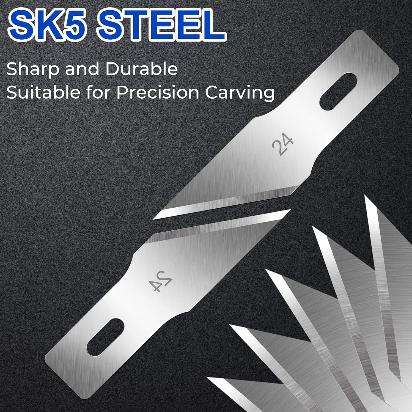 150 PCS Exacto Knife Blades #17, SK5 Hobby Knife Replacement Blades | Flat-Edge Art Knife Blades for Chiseling and Trimming, Controlled-Cutting Craft Knife Blades for Paper, Wood and Leather