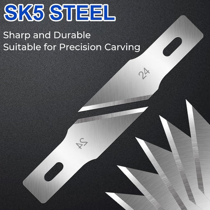 150 PCS Exacto Knife Blades #17, SK5 Hobby Knife Replacement Blades | Flat-Edge Art Knife Blades for Chiseling and Trimming, Controlled-Cutting Craft Knife Blades for Paper, Wood and Leather