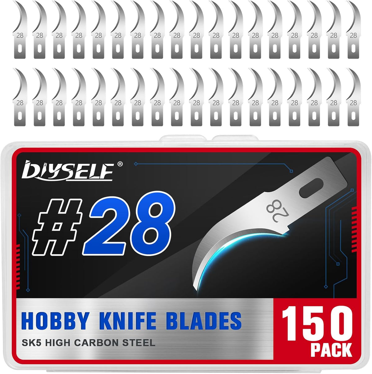 150 PCS Exacto Knife Blades #17, SK5 Hobby Knife Replacement Blades | Flat-Edge Art Knife Blades for Chiseling and Trimming, Controlled-Cutting Craft Knife Blades for Paper, Wood and Leather