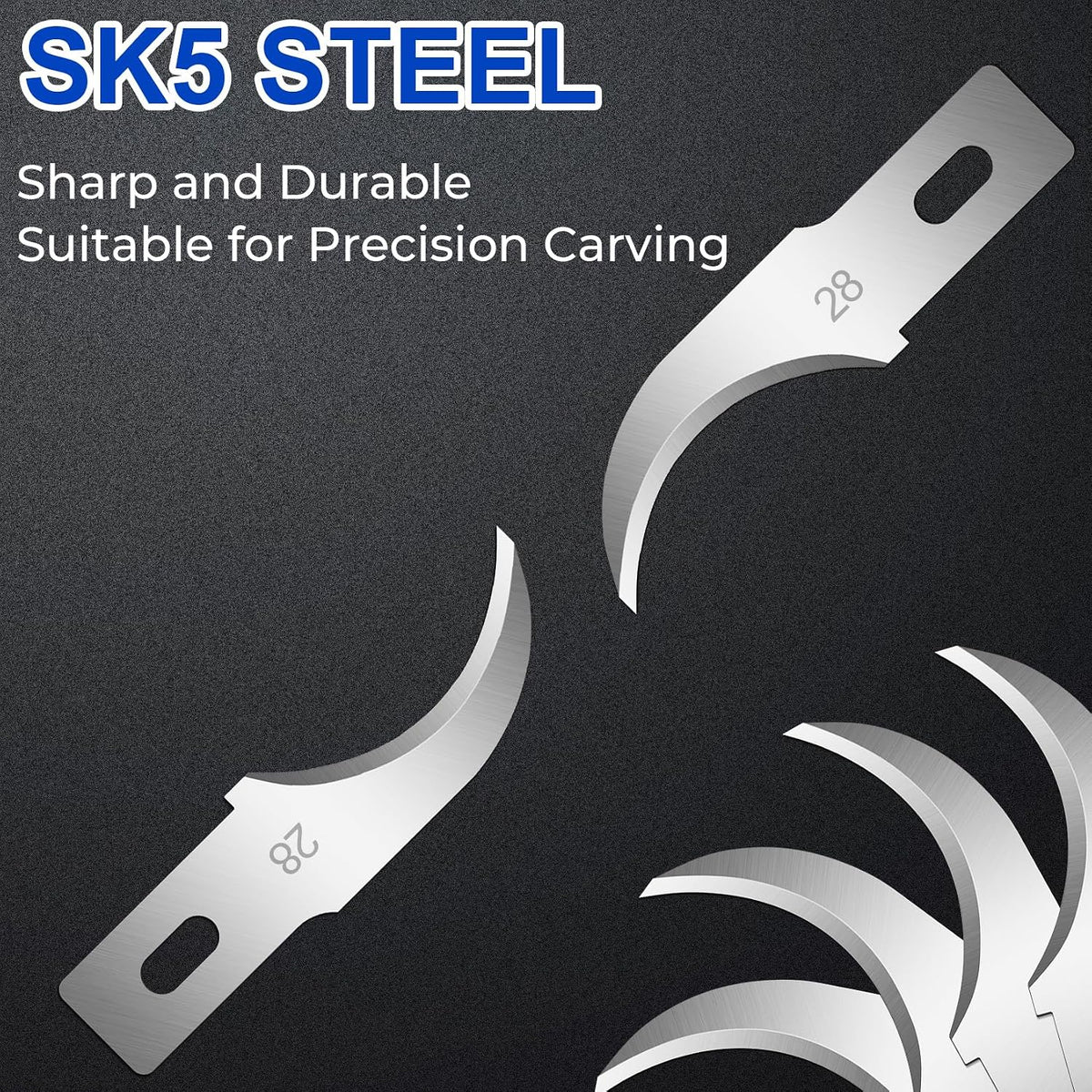 150 PCS Exacto Knife Blades #17, SK5 Hobby Knife Replacement Blades | Flat-Edge Art Knife Blades for Chiseling and Trimming, Controlled-Cutting Craft Knife Blades for Paper, Wood and Leather