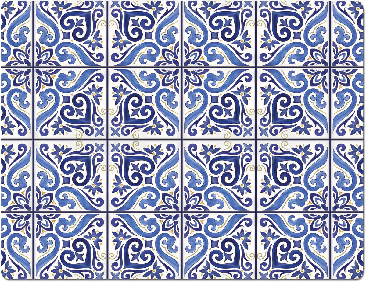 Cut N' Funnel Shades of Blue Designer Flexible Plastic Cutting Board Mat, 15" x 11.5", Made in the USA, Decorative, Flexible, Easy to Clean
