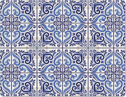 Cut N' Funnel Shades of Blue Designer Flexible Plastic Cutting Board Mat, 15" x 11.5", Made in the USA, Decorative, Flexible, Easy to Clean
