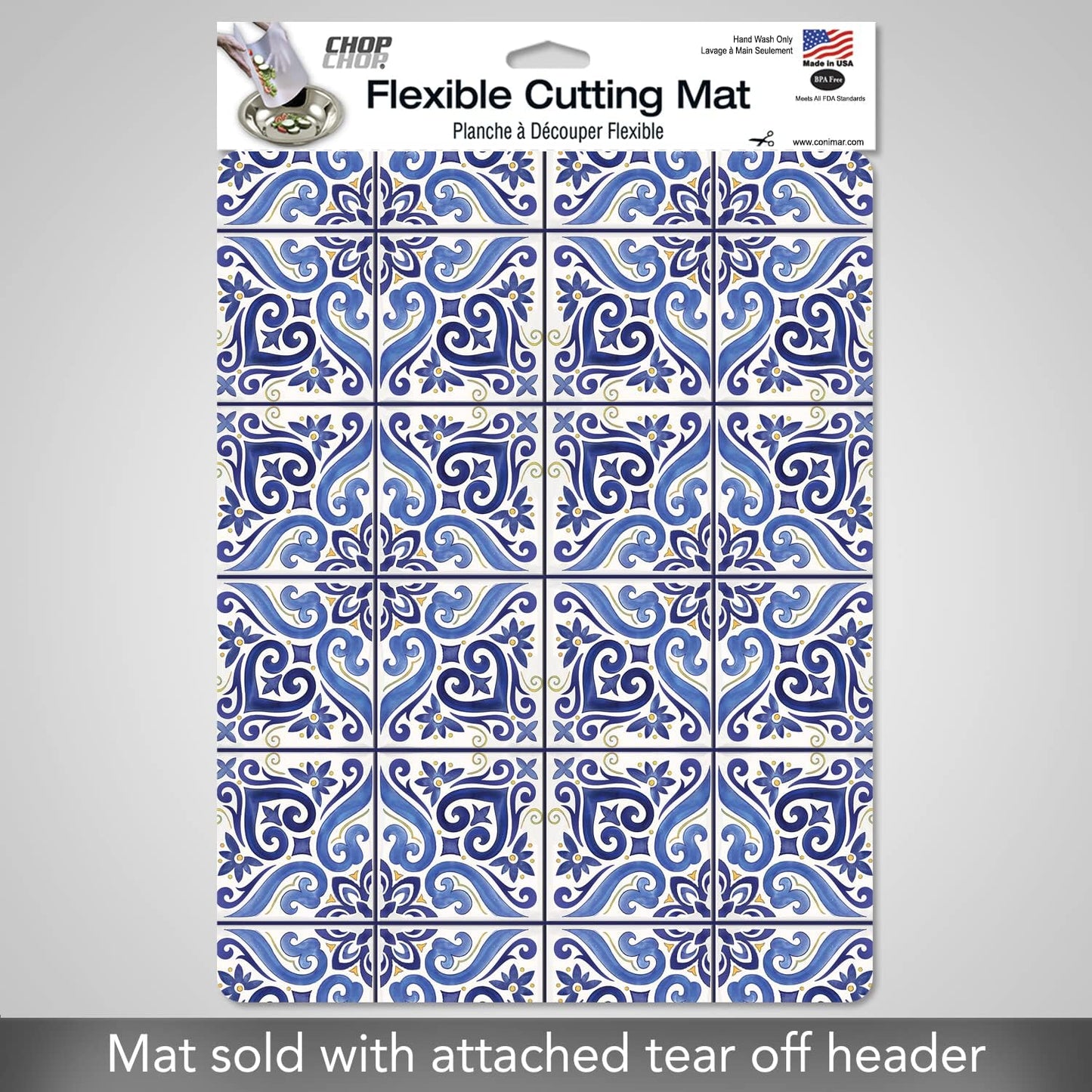 Cut N' Funnel Shades of Blue Designer Flexible Plastic Cutting Board Mat, 15" x 11.5", Made in the USA, Decorative, Flexible, Easy to Clean