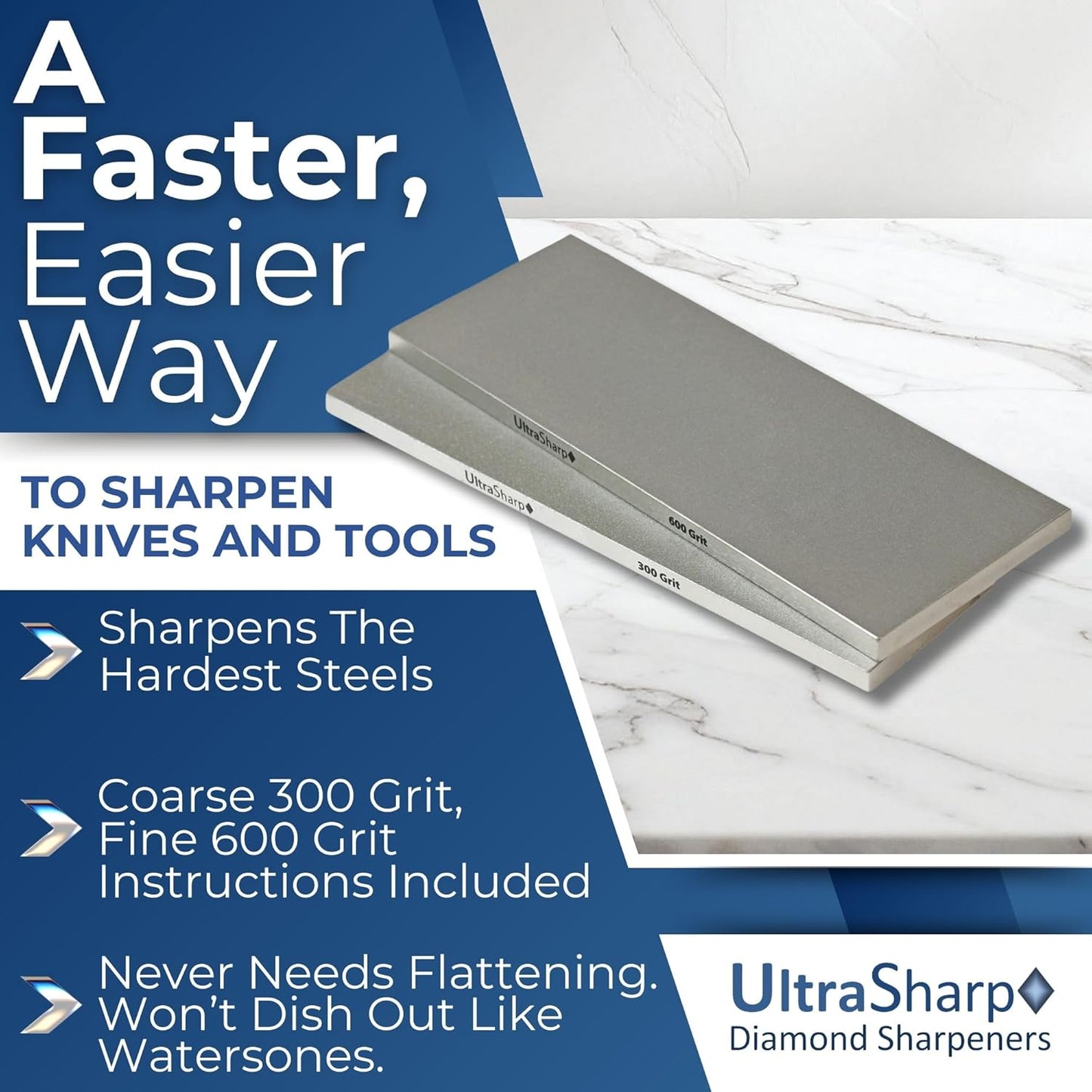 Ultra Sharp Diamond Sharpening Stone Set - Fine/Extra Fine - 8 x 3
