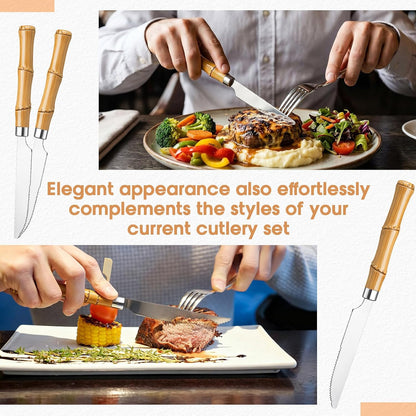 50 Pieces 8.8 Inch Serrated Steak Knife Set Pointed Tip Stainless Steel Steak Knife Sharp Blade Flatware for Kitchen Restaurant Camping (Black Plastic Handle)