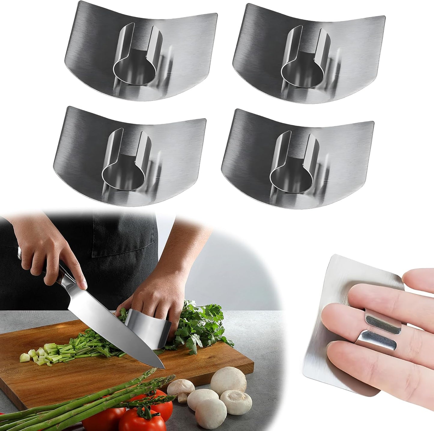2026 New Stainless Steel Finger Guard, Multifunctional Finger Protector for Cutting Food, Avoid Hurting Kitchen Tools (2 Pcs)