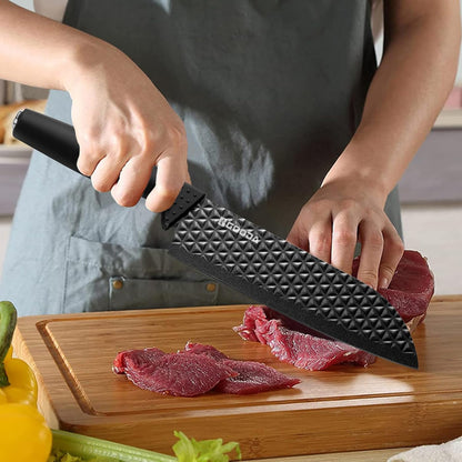 Knife Set,GOODA 9 Piece Kitchen Knife Set with Block and Sharpener, Anti-Rust Stainless Steel Cooking Knives Set for Kitchen, Chef Knife Block Set
