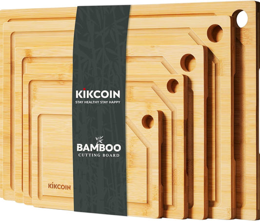 Bamboo cutting board set. A categorized cutting board set.