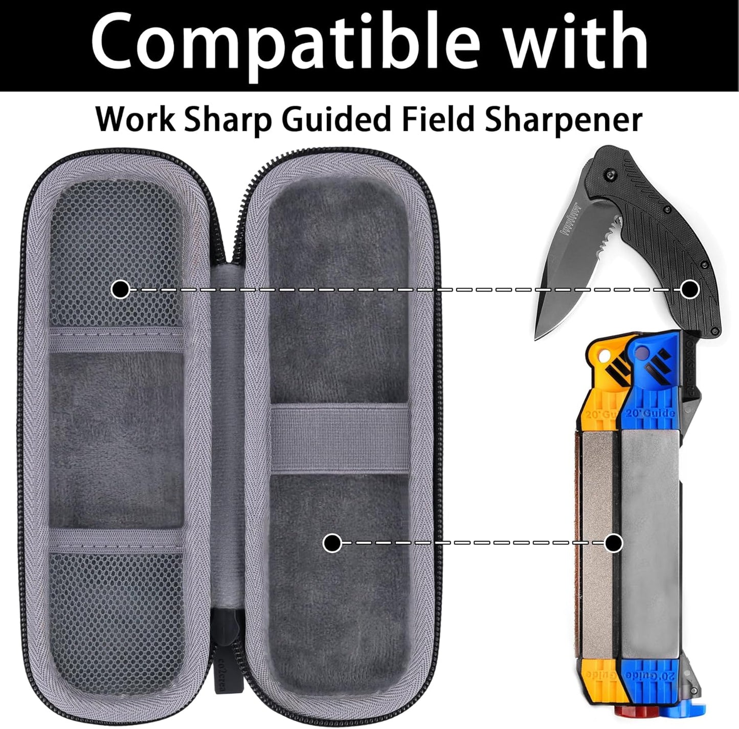 Hard Travel Case For Work Sharp Benchmade Field Sharpener | Fits Work Sharp And Benchmade Field Sharpeners, Secure Strap, Compact Design, Hard Exterior