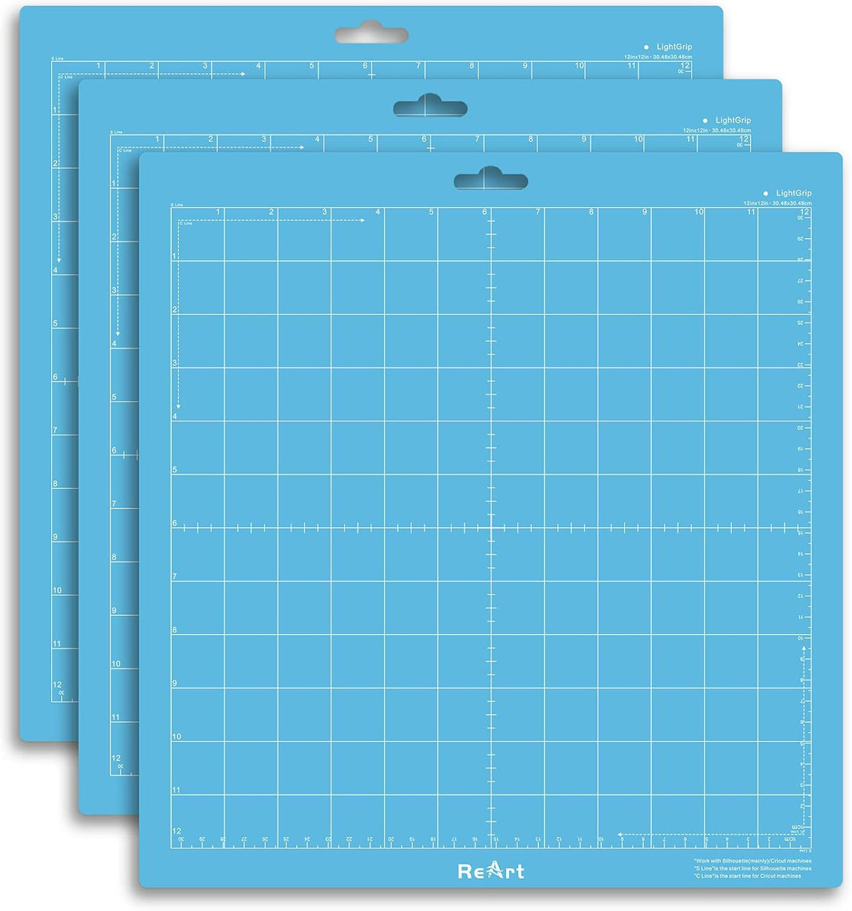 Cutting Mat Suit for Silhouette Cameo 3 Packs 12” x 12” - Light Grip Adhesive Cutting Mat Replacement Set Mats Vinyl Craft