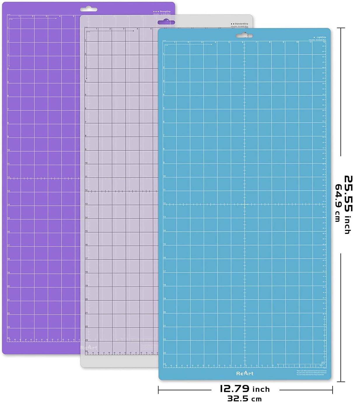 Cutting Mat Suit for Silhouette Cameo 3 Packs 12” x 12” - Light Grip Adhesive Cutting Mat Replacement Set Mats Vinyl Craft