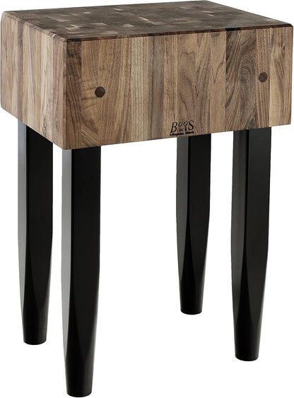PCA2 Maple Wood End Grain Solid Butcher Block with Side Knife Slot, 24 Inches x 18 Inches x 10 Inch Top, 34 Inches Tall, Natural Maple Legs