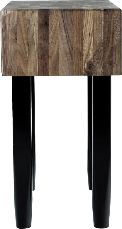 PCA2 Maple Wood End Grain Solid Butcher Block with Side Knife Slot, 24 Inches x 18 Inches x 10 Inch Top, 34 Inches Tall, Natural Maple Legs