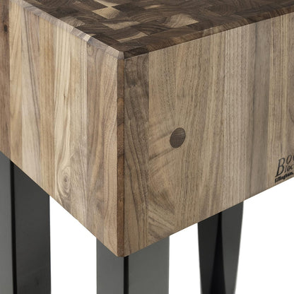 PCA2 Maple Wood End Grain Solid Butcher Block with Side Knife Slot, 24 Inches x 18 Inches x 10 Inch Top, 34 Inches Tall, Natural Maple Legs