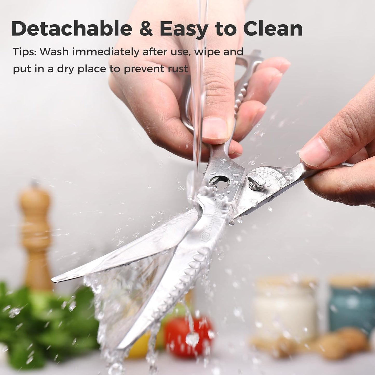 Kitchen Scissors All Purpose Heavy Duty Scissors Titanium Coated, Kitchen Shears for Food, Micro Serrated with Detachable Blades