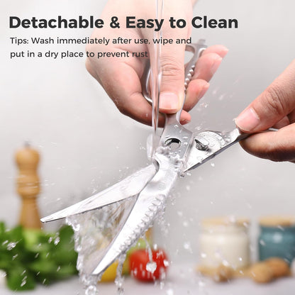 Kitchen Scissors All Purpose Heavy Duty Scissors Titanium Coated, Kitchen Shears for Food, Micro Serrated with Detachable Blades