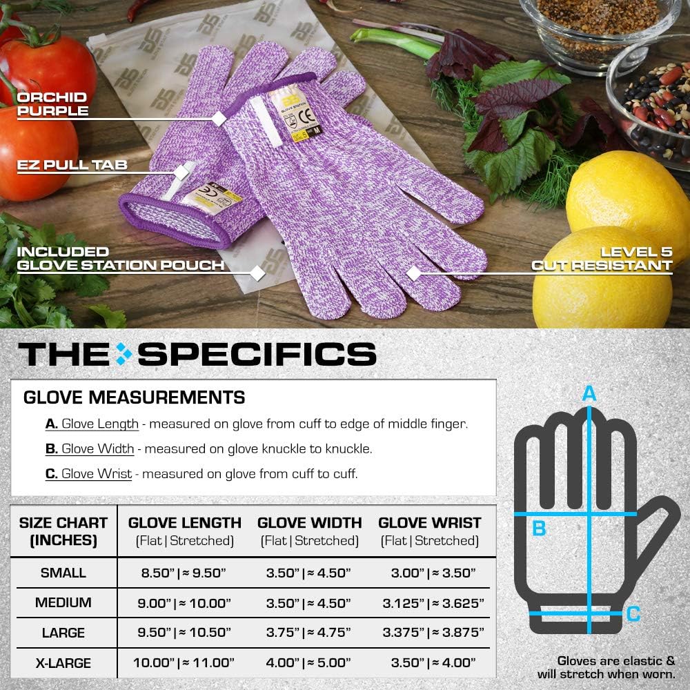 Ultra Durable Series Cut Resistant Gloves - Cutting Gloves for Chefs, BBQ and Cooking - Level 5 Protection, Food Grade Safe Cut - Purple, Large Size