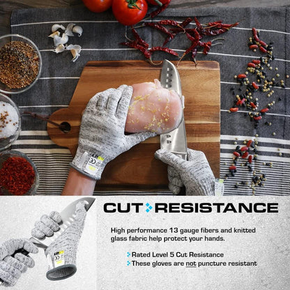 Ultra Durable Series Cut Resistant Gloves - Cutting Gloves for Chefs, BBQ and Cooking - Level 5 Protection, Food Grade Safe Cut - Purple, Large Size