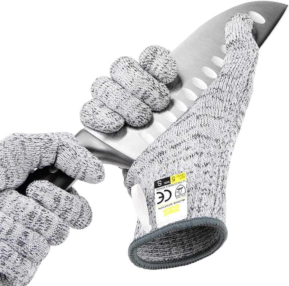 Ultra Durable Series Cut Resistant Gloves - Cutting Gloves for Chefs, BBQ and Cooking - Level 5 Protection, Food Grade Safe Cut - Purple, Large Size