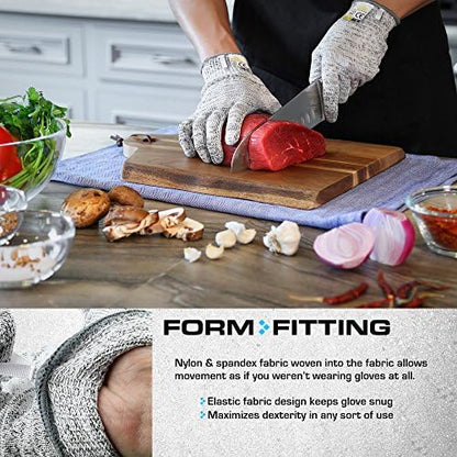 Ultra Durable Series Cut Resistant Gloves - Cutting Gloves for Chefs, BBQ and Cooking - Level 5 Protection, Food Grade Safe Cut - Purple, Large Size
