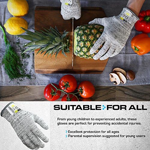 Ultra Durable Series Cut Resistant Gloves - Cutting Gloves for Chefs, BBQ and Cooking - Level 5 Protection, Food Grade Safe Cut - Purple, Large Size