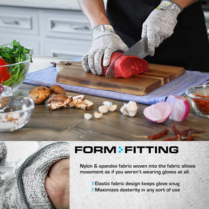 Ultra Durable Series Cut Resistant Gloves - Cutting Gloves for Chefs, BBQ and Cooking - Level 5 Protection, Food Grade Safe Cut - Purple, Large Size