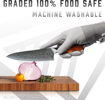 Ultra Durable Series Cut Resistant Gloves - Cutting Gloves for Chefs, BBQ and Cooking - Level 5 Protection, Food Grade Safe Cut - Purple, Large Size