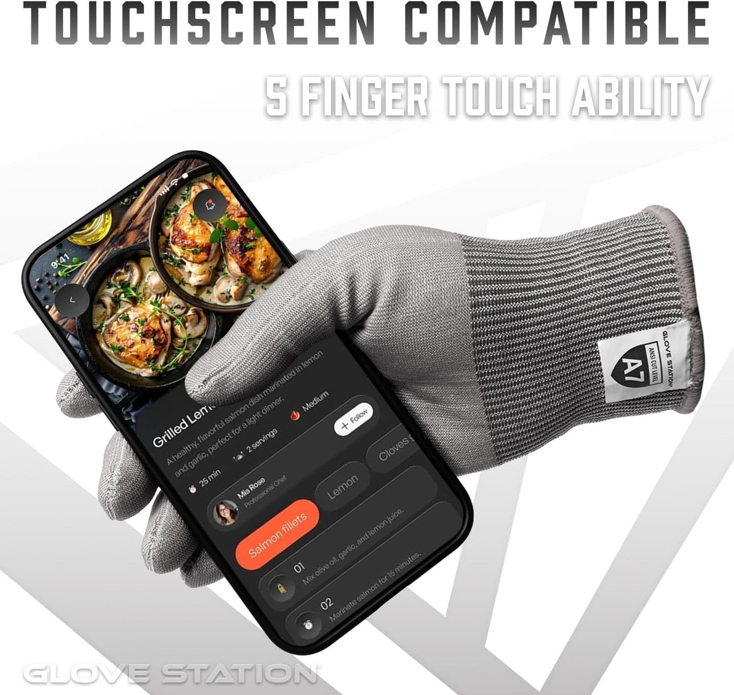 Ultra Durable Series Cut Resistant Gloves - Cutting Gloves for Chefs, BBQ and Cooking - Level 5 Protection, Food Grade Safe Cut - Purple, Large Size