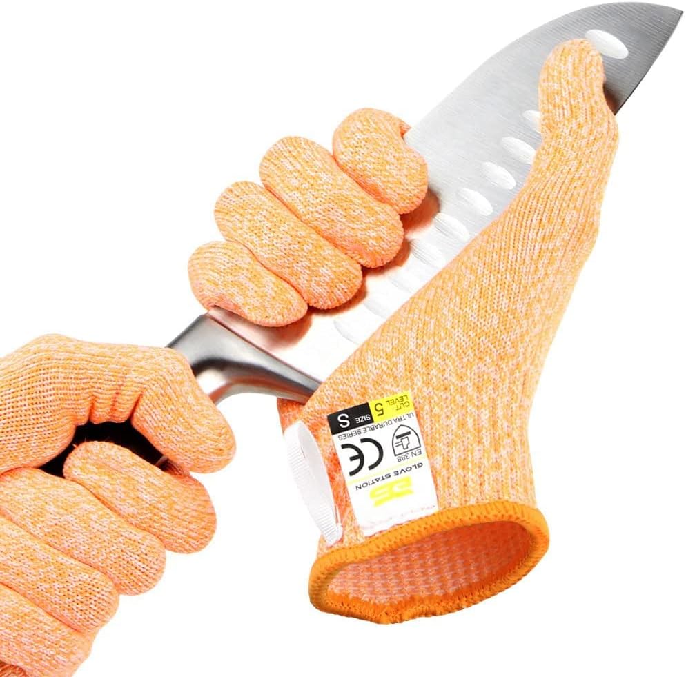 Ultra Durable Series Cut Resistant Gloves - Cutting Gloves for Chefs, BBQ and Cooking - Level 5 Protection, Food Grade Safe Cut - Purple, Large Size