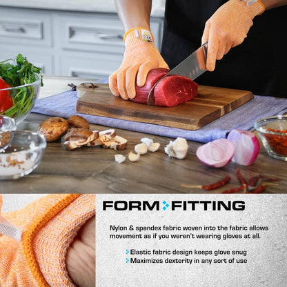 Ultra Durable Series Cut Resistant Gloves - Cutting Gloves for Chefs, BBQ and Cooking - Level 5 Protection, Food Grade Safe Cut - Purple, Large Size