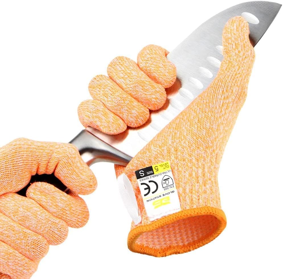 Ultra Durable Series Cut Resistant Gloves - Cutting Gloves for Chefs, BBQ and Cooking - Level 5 Protection, Food Grade Safe Cut - Purple, Large Size