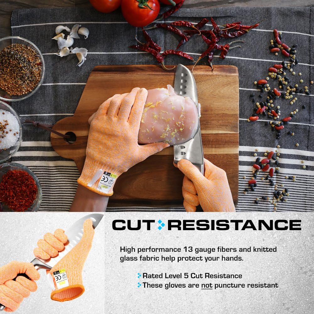 Ultra Durable Series Cut Resistant Gloves - Cutting Gloves for Chefs, BBQ and Cooking - Level 5 Protection, Food Grade Safe Cut - Purple, Large Size